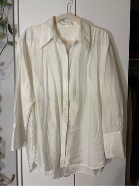 Mango White Collared Button-Up Shirt
